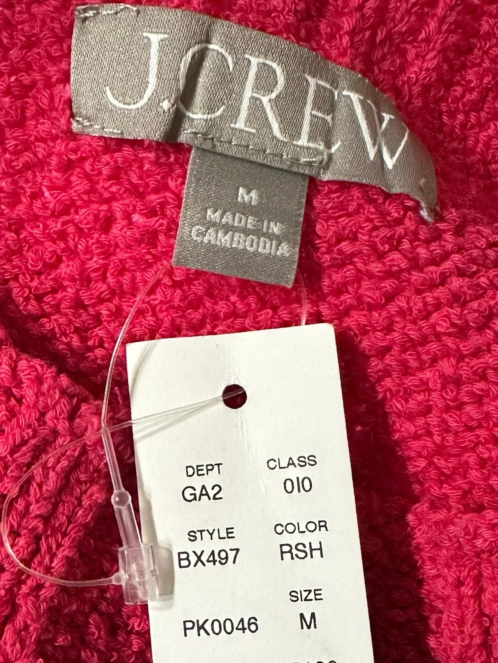 J Crew Relaxed Crewneck Beach Sweater Radiant Shock Pink Medium